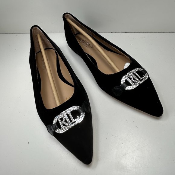 RALPH LAUREN Amory Velvet Crystal Embellishment Pumps Black Women’s Size 6 B - Picture 5 of 6
